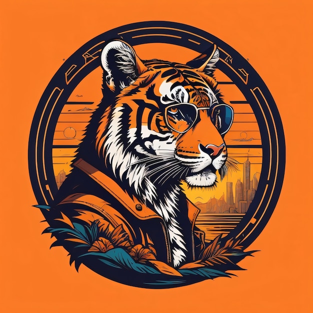 Design de t-shirt d'illustration d'art vectoriel du tigre sauvage de l'anime