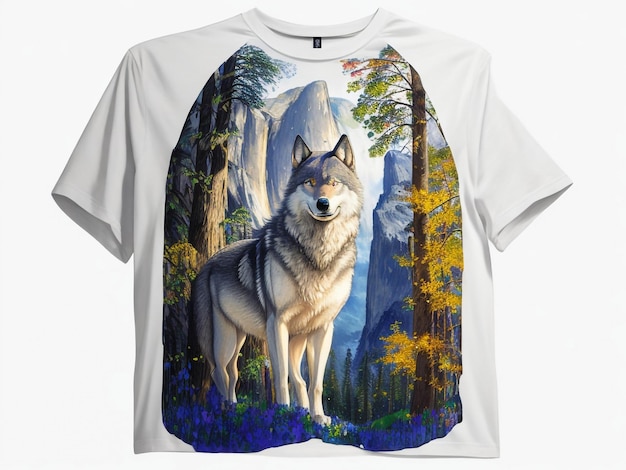 Un design de t-shirt avec un loup