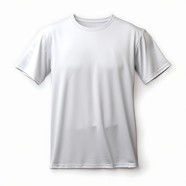 Photo design de t-shirt style de design sportif en polyester pour hommes jeunes adultes un isolé sur blanc bg blanc.