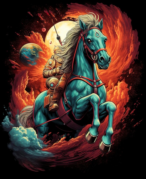 Un design de t-shirt vectoriel cheval cool et coloré