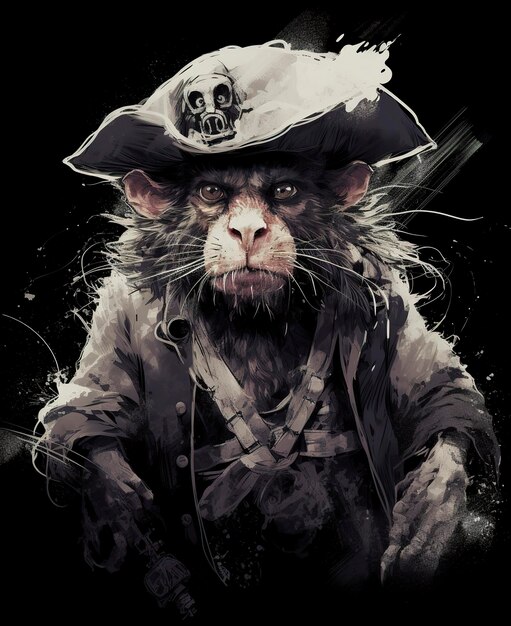 Photo un design de t-shirt vectoriel vintage rat pirate