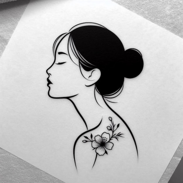 Design de tatouage de silhouette féminine minimale