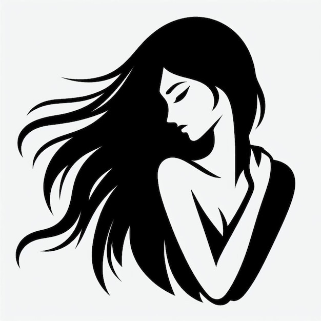 Design de tatouage de silhouette féminine minimale