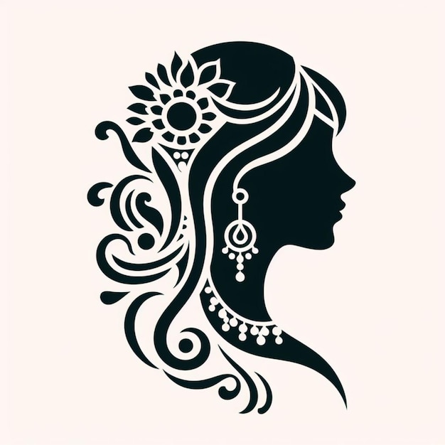 Design de tatouage de silhouette féminine minimale