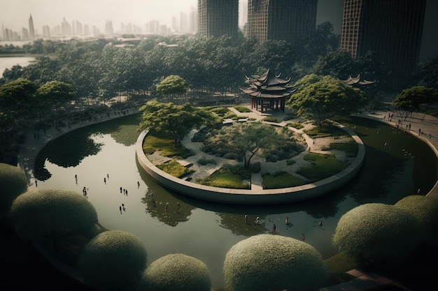 Design urbain de Shanghai dans un parc