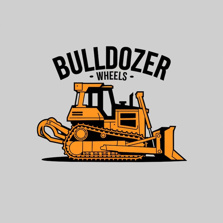 Photo design vectoriel de logo de construction de bulldozer à lourds travaux illustration isolée le meilleur pour la construction re