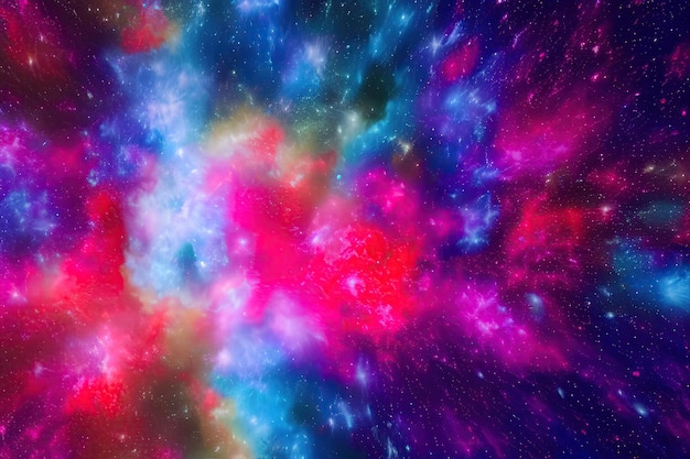 Un design vibrant et coloré avec une explosion d'éléments cosmiques étoiles galaxies nébuleuses