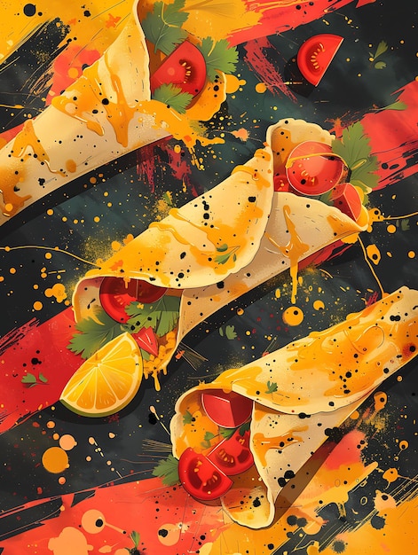 Designer d'arrière-plan d'affiche alimentaire Une célébration vibrante des délices culinaires et culturels du Mexique