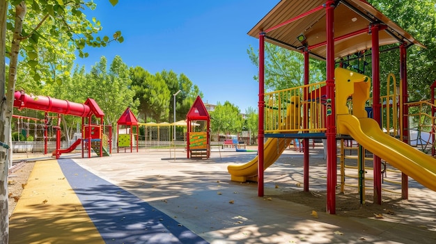 Désinfection des aires de jeux dans un parc pour enfants, sécurité, soins communautaires