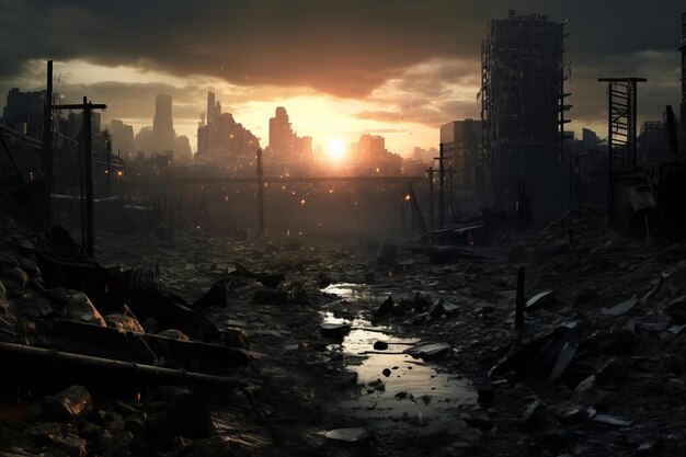 Desolée ville de rue post-apocalyptique Générer Ai