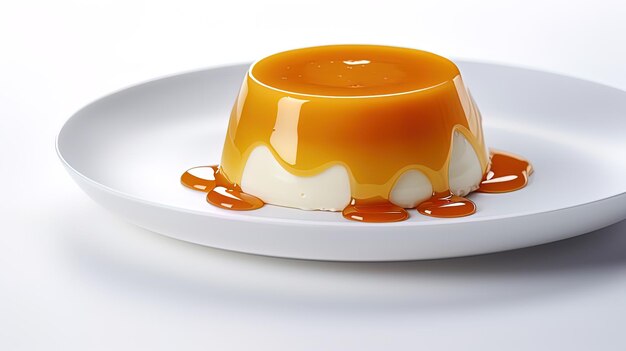 un dessert au caramel avec de la sauce au caramel sur une assiette