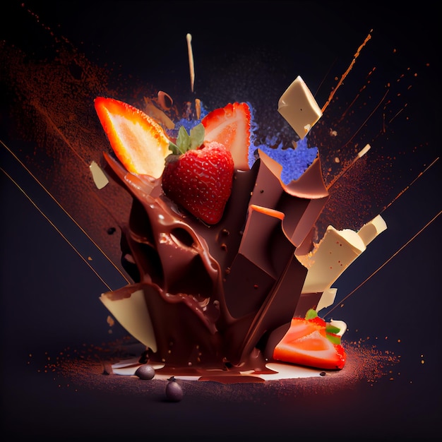 Dessert au chocolat combiné avec des fruits Generate Ai