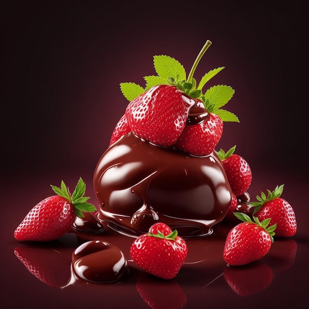 Un dessert au chocolat à la fraise sucré