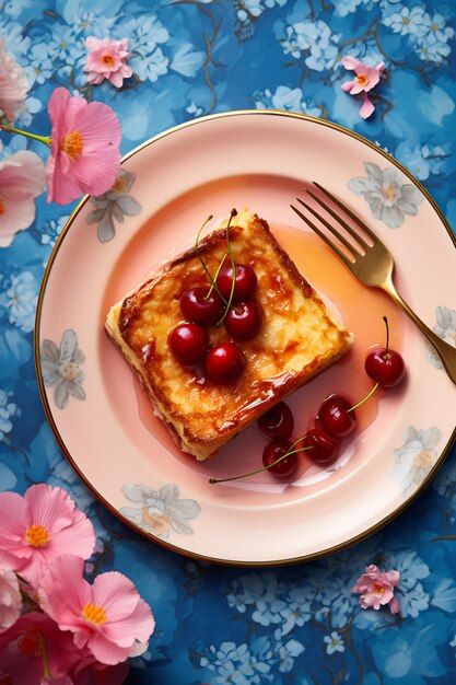 Dessert à la cannelle dans une palette de barbecue rose et pastel