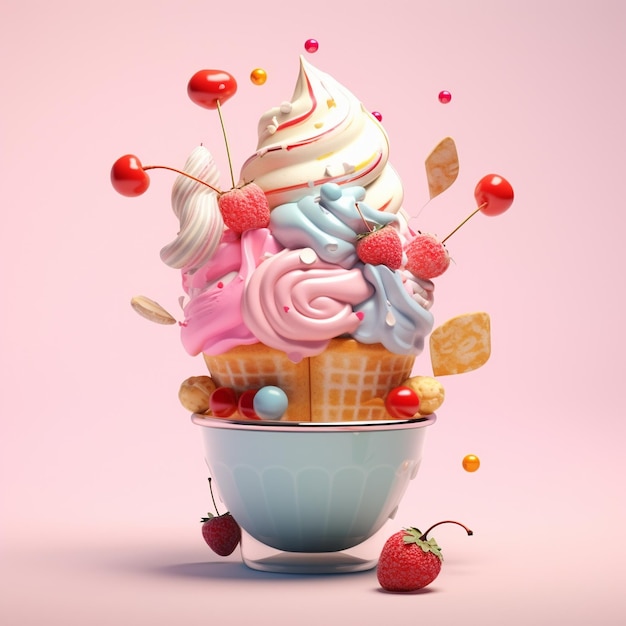 Dessert de dessin animé modèle 3D