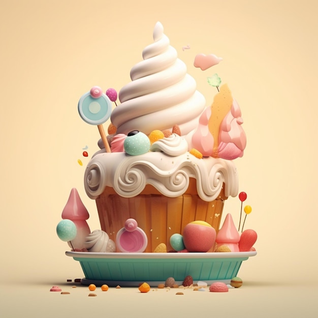 Dessert de dessin animé modèle 3D