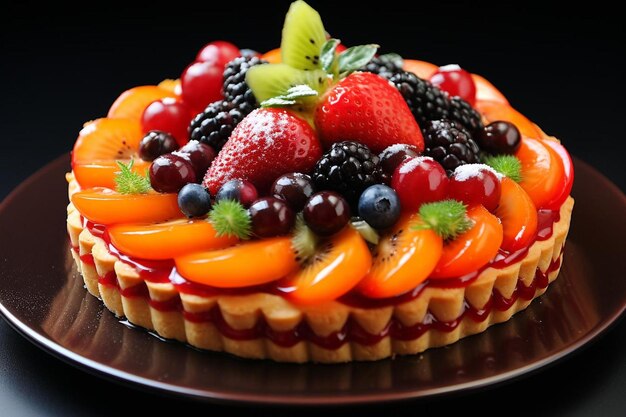 Un dessert avec des fruits dessus