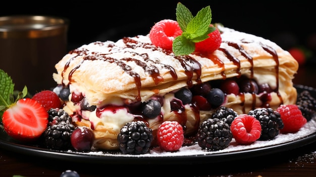 Dessert gourmand fait maison strudel sucré aux fruits frais