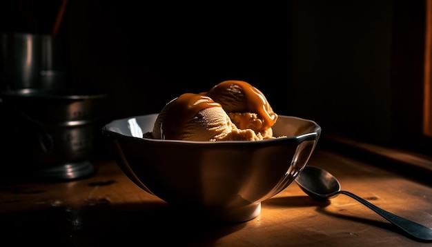 Dessert maison sucré sur table en bois rustique généré par l'intelligence artificielle