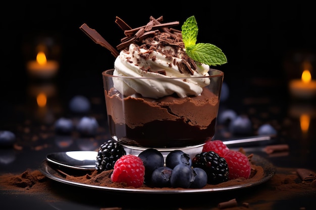 Dessert mousse au chocolat riche et gourmand