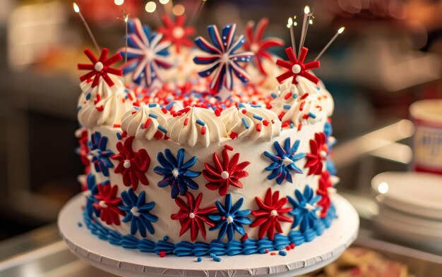 Photo le dessert rouge et bleu du 4 juillet