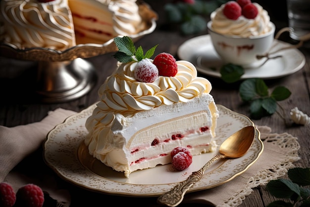 Dessert sucré pour les vacances avec gâteau à la crème meringuée