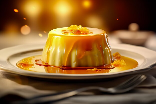 Dessert traditionnel français à la crème vanille avec du sucre Nourriture saine