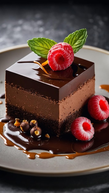 une desserte au chocolat parfaite photo de nourriture ultra-réaliste