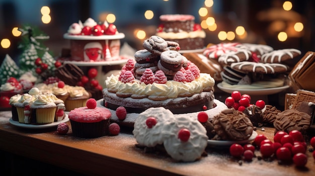 Desserts et friandises de Noël au travail