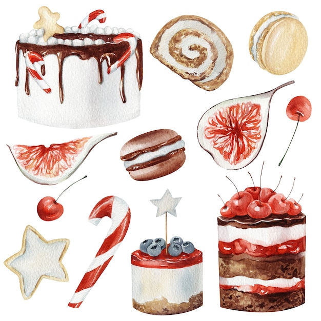 Desserts De Noël à L'aquarelle