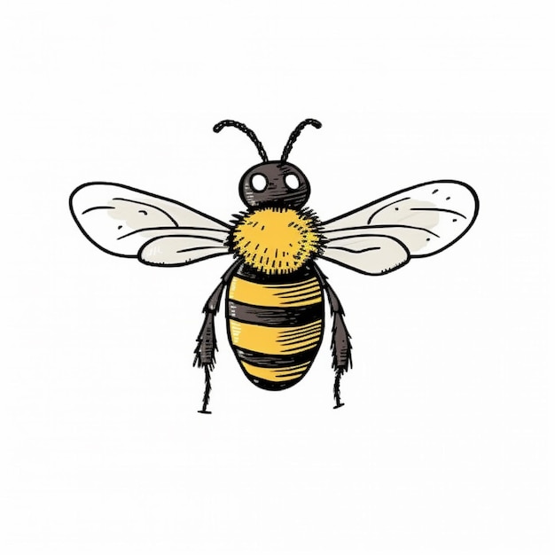 Un dessin d'une abeille avec un corps jaune et noir ai génératif