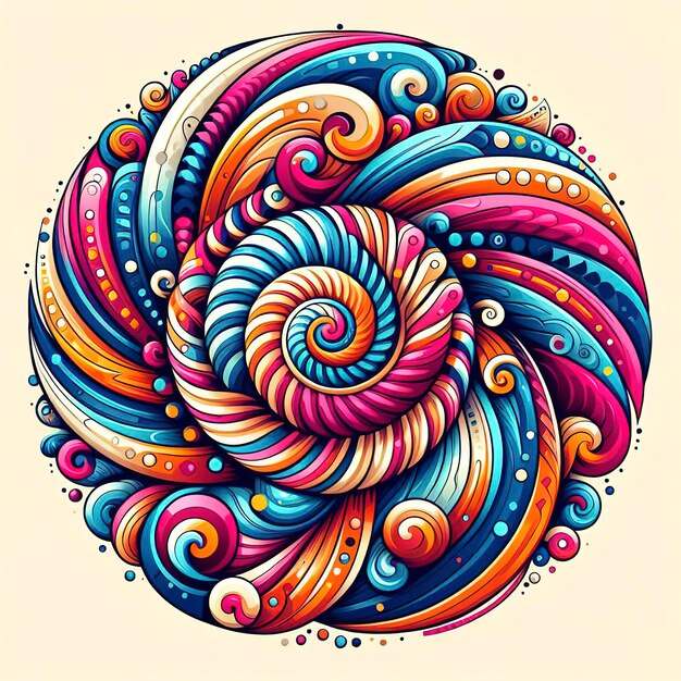 Un dessin abstrait coloré avec un dessin en spirale