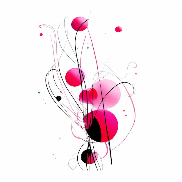 Un dessin abstrait élégant de points et de flore rose