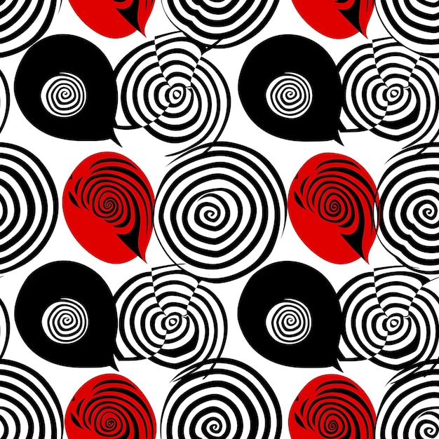 Photo un dessin abstrait noir et blanc avec le cercle rouge sur le dos