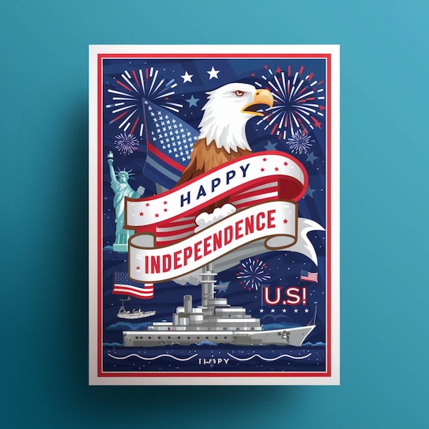 Photo dessin d'affiche du 4 juillet, jour de l'indépendance des états-unis