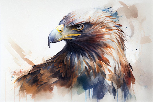 Dessin d'aigle avec un peu d'ai générative à l'aquarelle