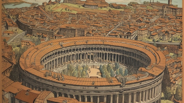 Photo un dessin de l'amphithéâtre romain de rome