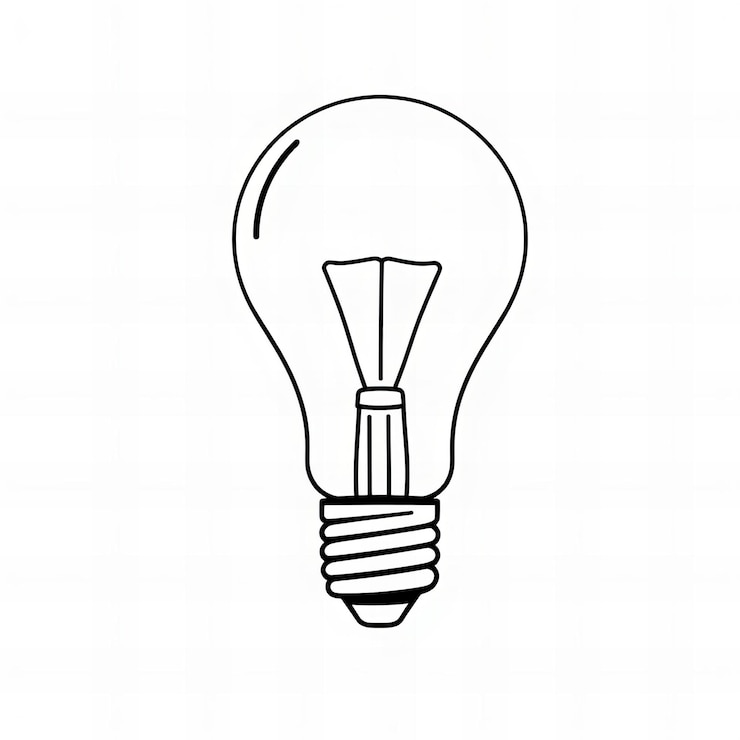 Photo un dessin d'une ampoule avec un contour noir
