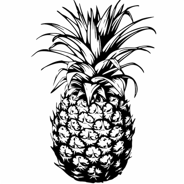 Photo un dessin d'ananas avec un contour noir d'un ananas dessus