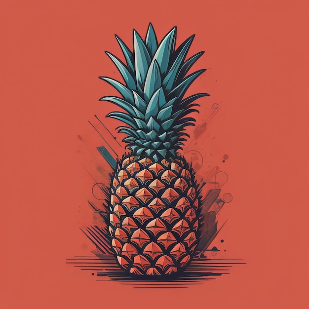 Photo un dessin d'ananas avec un dessus bleu qui dit ananas.