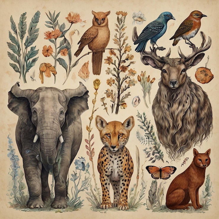 Photo un dessin d'animaux sauvages et d'animals, y compris un animal sauvage