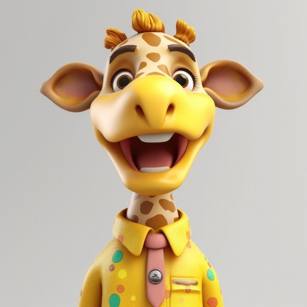 Dessin animé 3D Giraffie portrait portant des vêtements lunettes chapeau veste debout devant