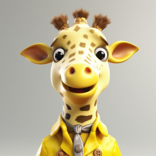 Dessin animé 3D Giraffie portrait portant des vêtements lunettes chapeau veste debout devant