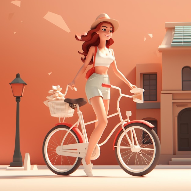 Dessin animé 3d humain avec vélo