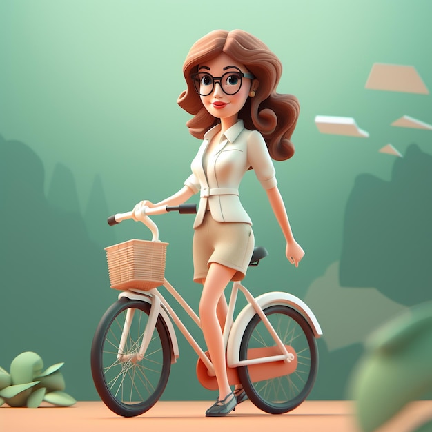 Dessin animé 3d humain avec vélo