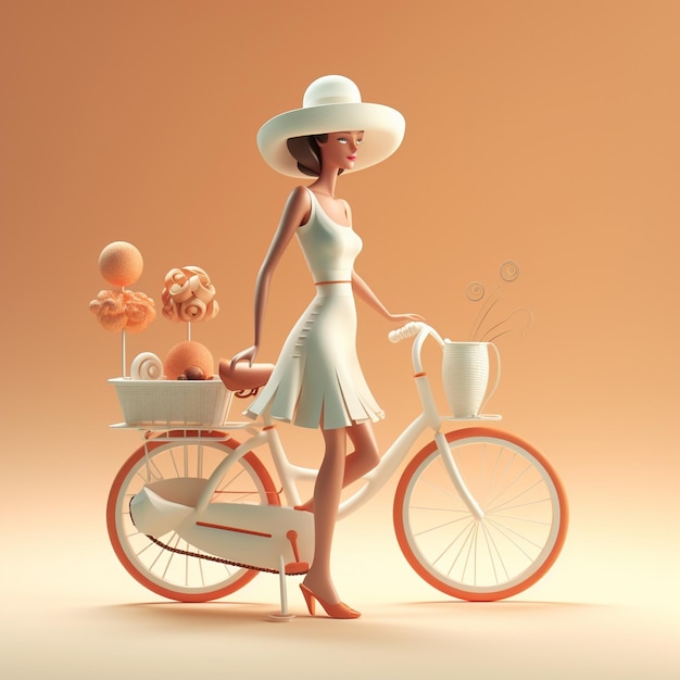 Dessin animé 3d humain avec vélo