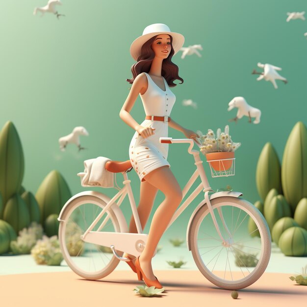 Dessin animé 3d humain avec vélo