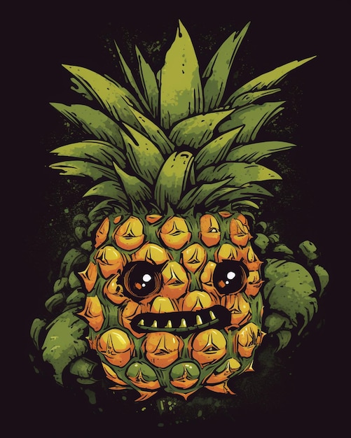 Un dessin animé d'un ananas avec les mots "le mot" sur le devant.