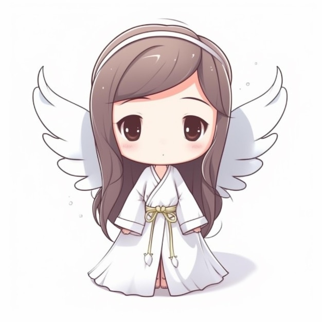 Un dessin animé d'un ange mignon avec des ailes sur la tête