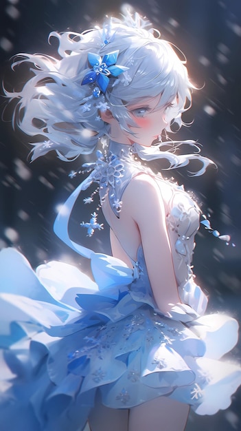 Dessin animé animé dessiné à la main belle illustration de fille mignonne hiver